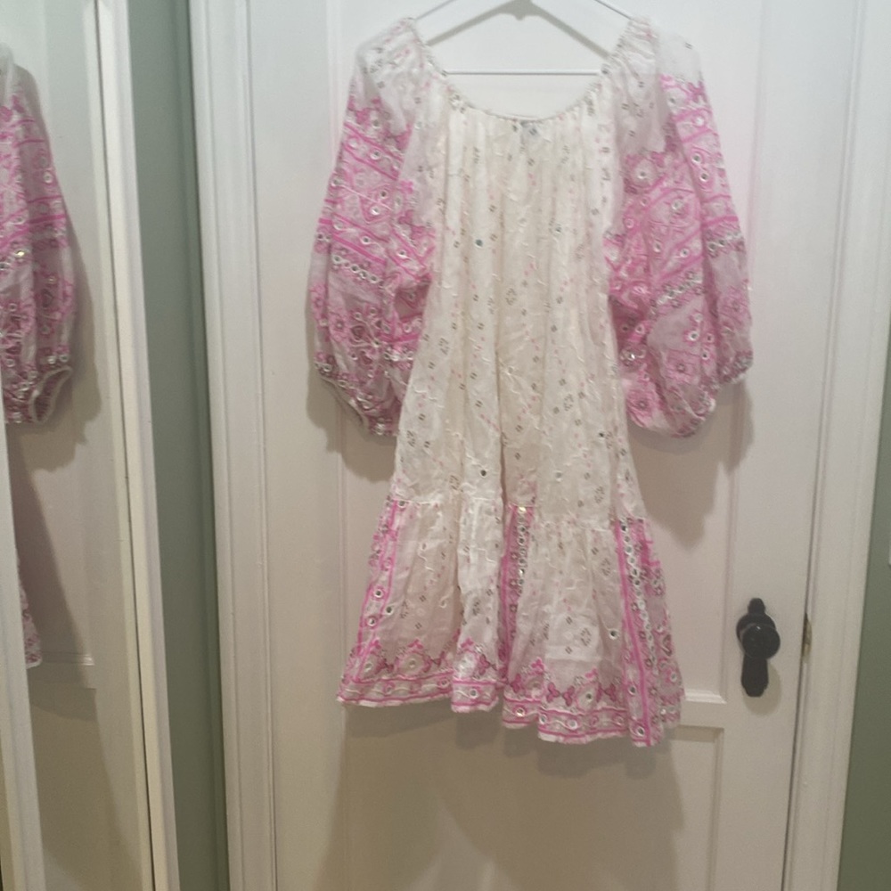 Juliet Dunn White Mini Dress with Pink Embroidery - Picture 6 of 9